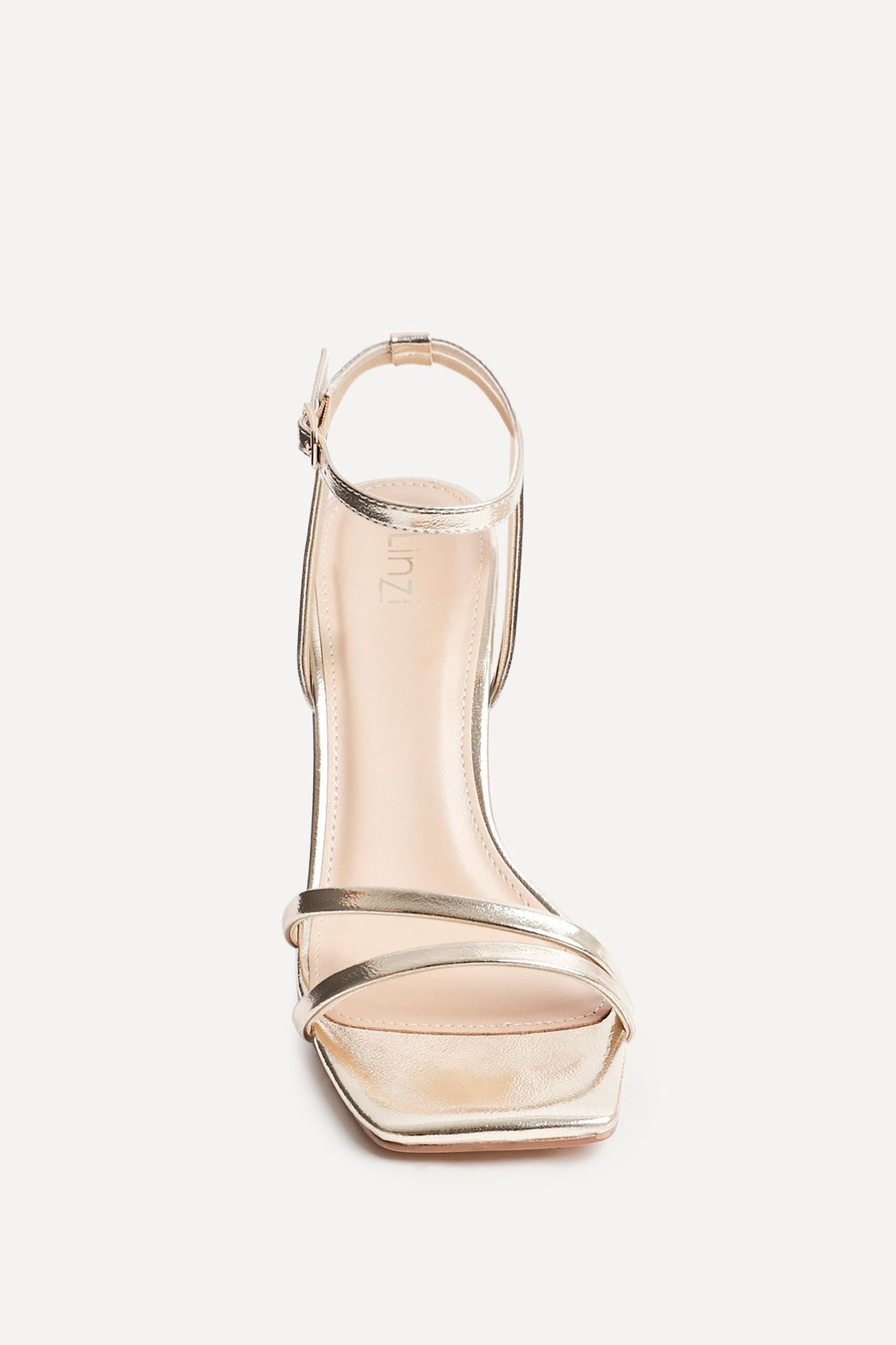 Linzi Gesture Gold Faux Leather Strappy High Heel image 4