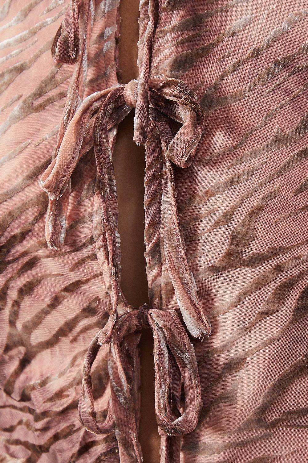 Warehouse Burnout Velvet Tie Front Top image 5