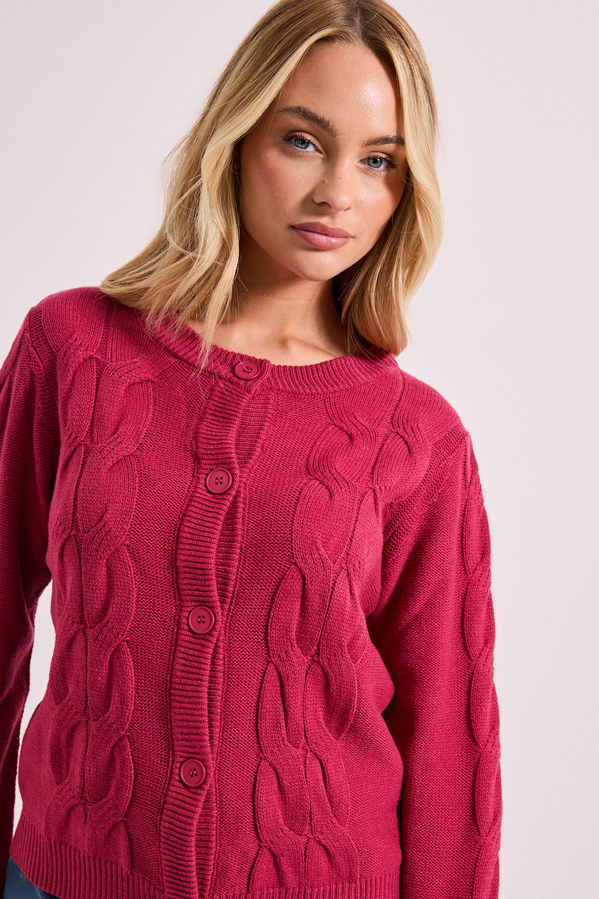 Dorothy Perkins Cable Detail Cardigan Berry image 4