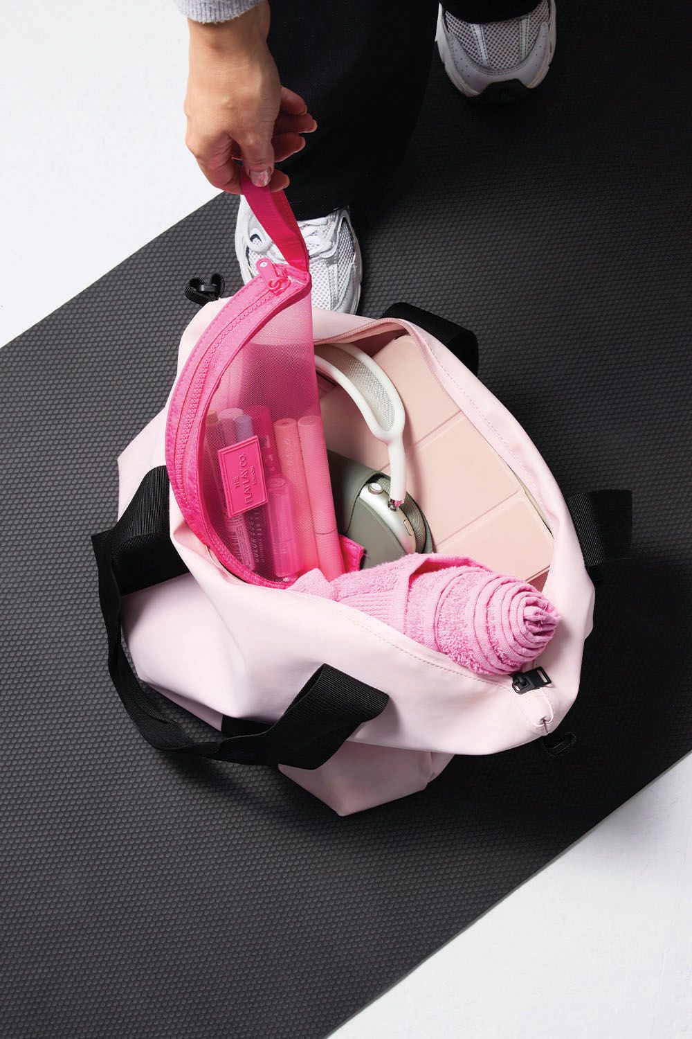 The Flat Lay Co Mesh Lunar Flat Lay Makeup Pouch - Hot Pink Multi image 4