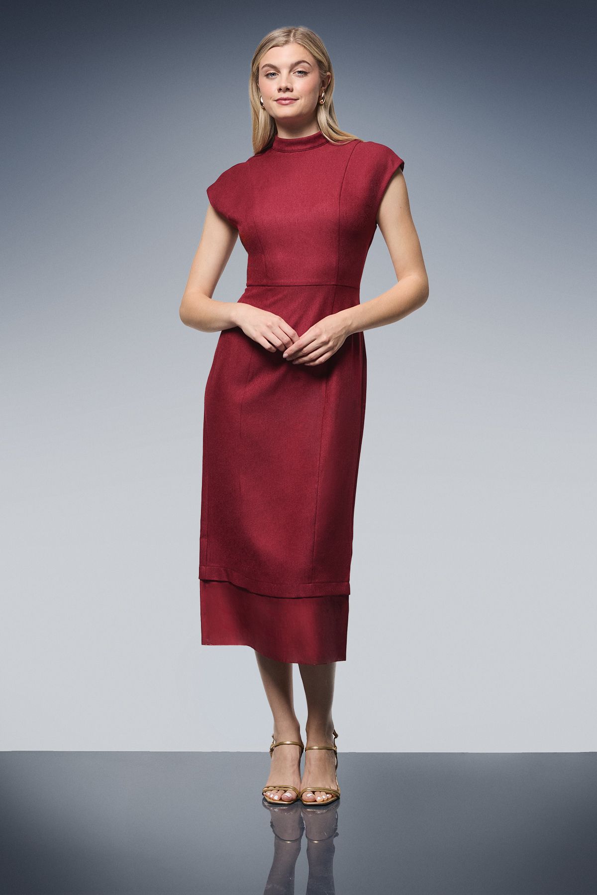 Principles Berry Organza Contrast Tie Back Pencil Dress Berry image 1