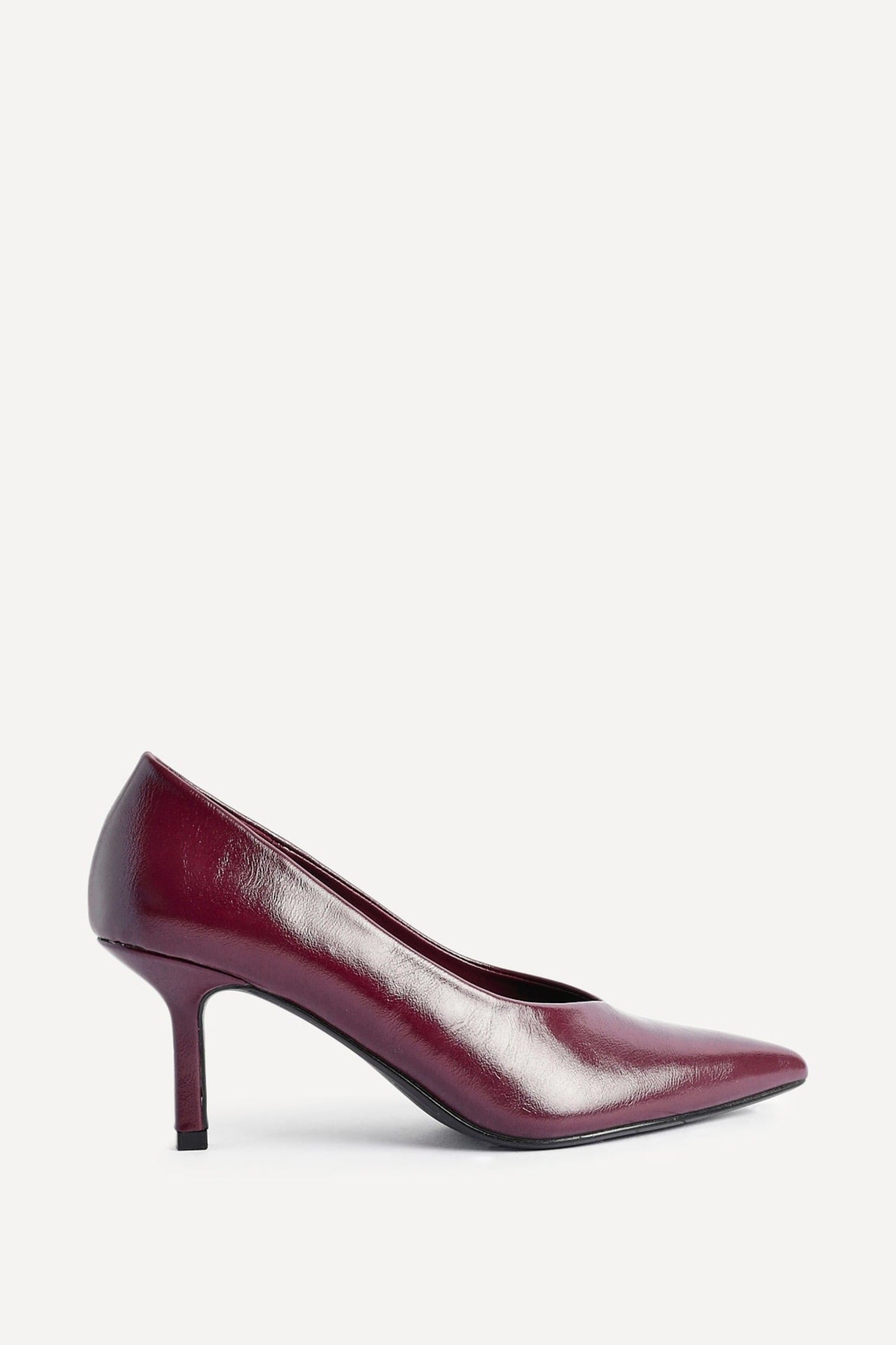 Linzi Bellamy Burgundy Faux Leather V-Cut Vamp Court Heels image 1