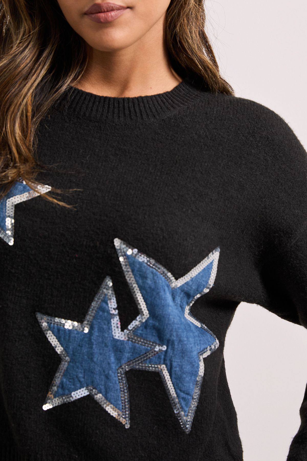 Dorothy Perkins Black Star Detail Jumper Black image 5