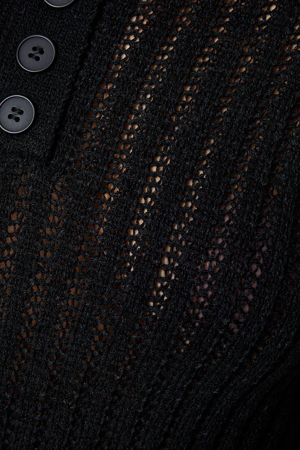 Oasis Button Front Knitted Polo Black image 5