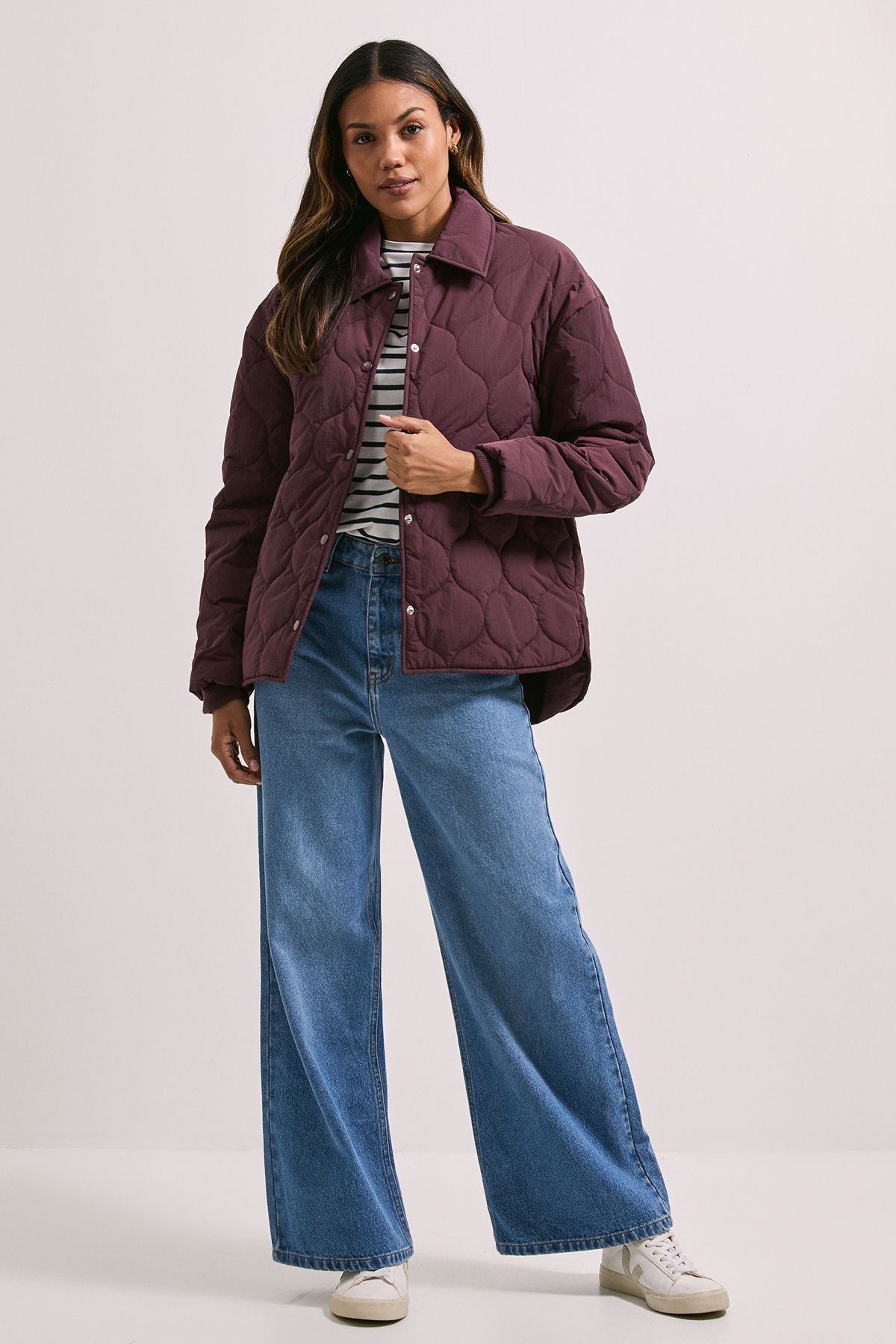 Dorothy Perkins Quilted Collared Jacket Berry image 2