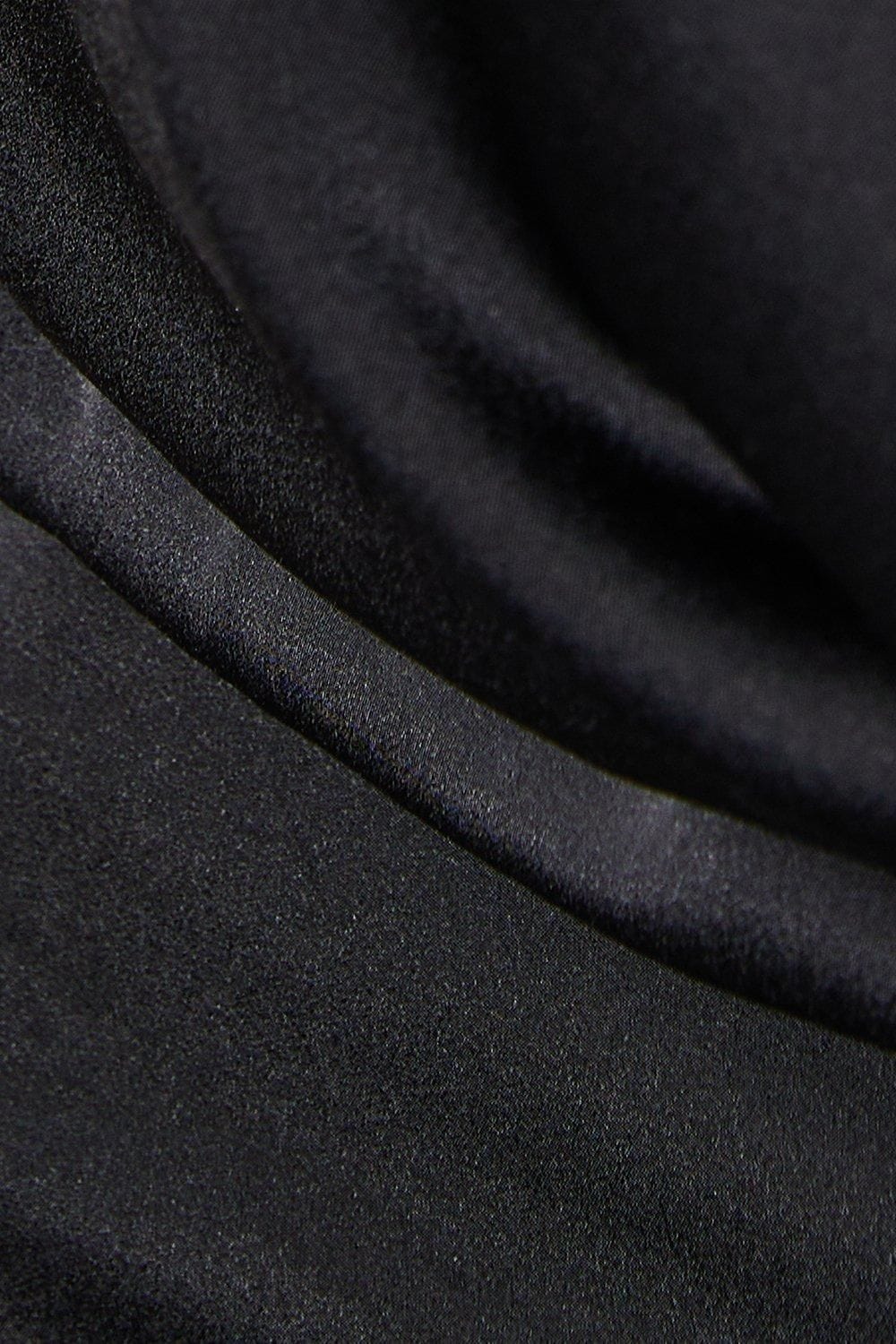 MissPap Satin Off Shoulder Asymmetric Bodycon Mini Dress Black image 5