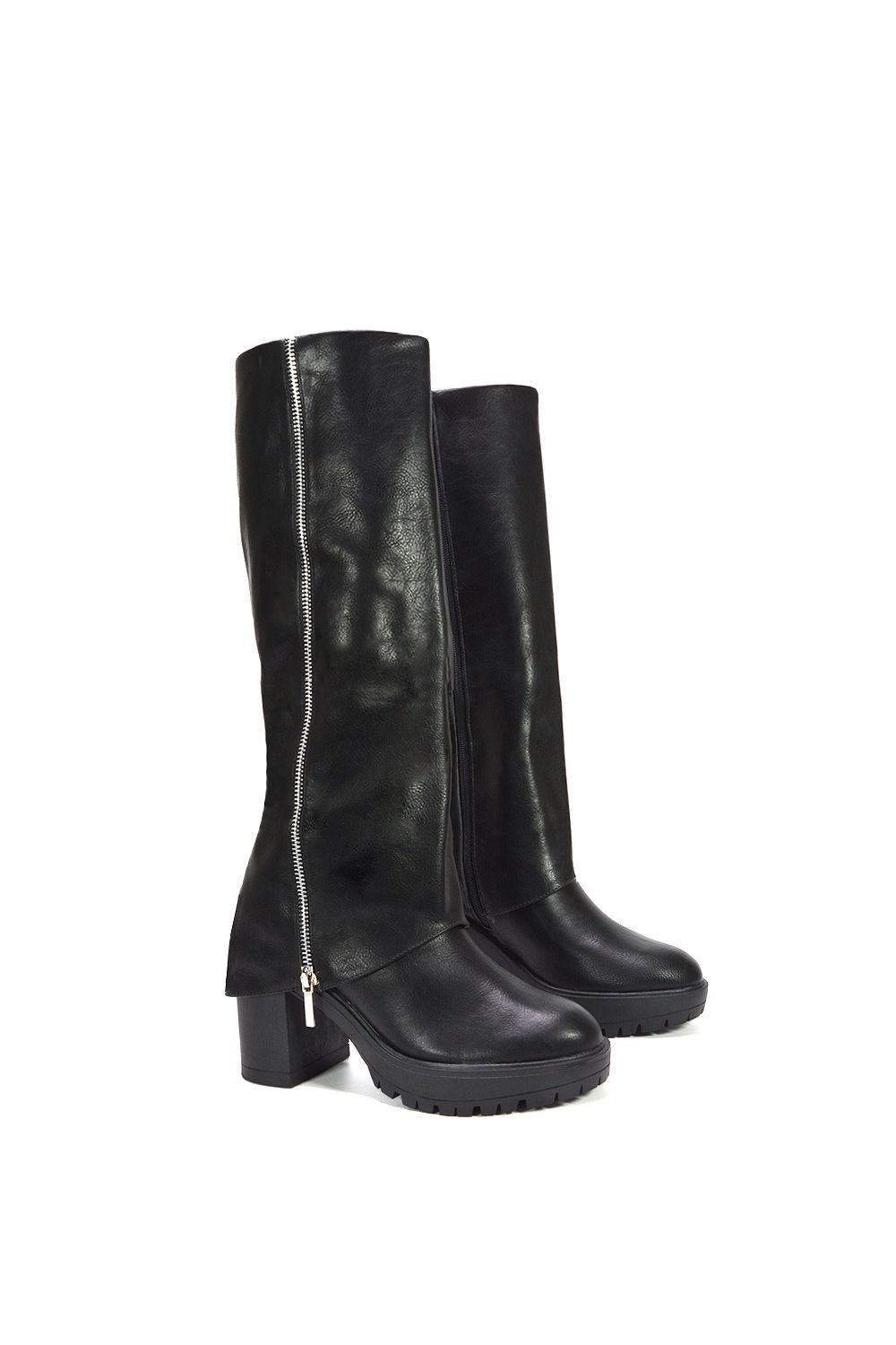XY London 'Juliana' Chunky Platform Fold Over Knee High Boots image 5