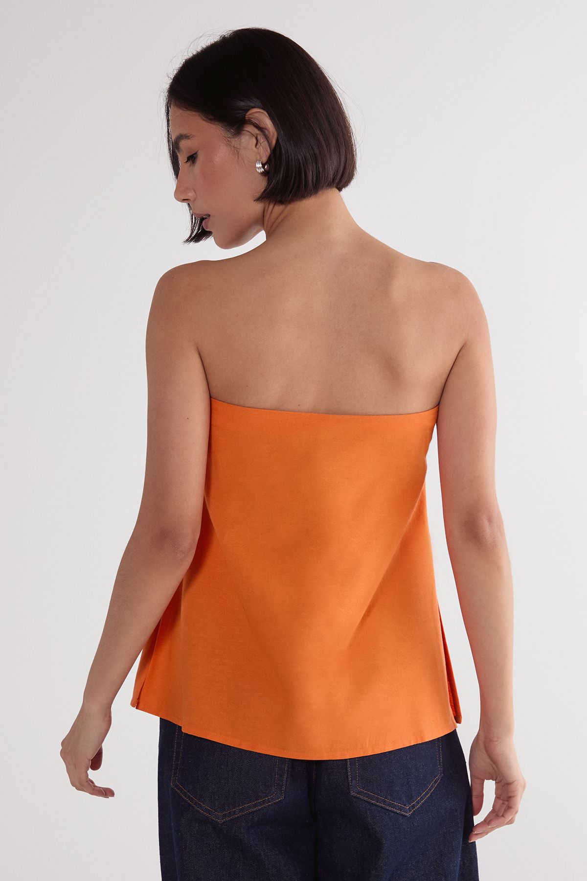 NastyGal Linen Mix Bandeau Top Orange image 4