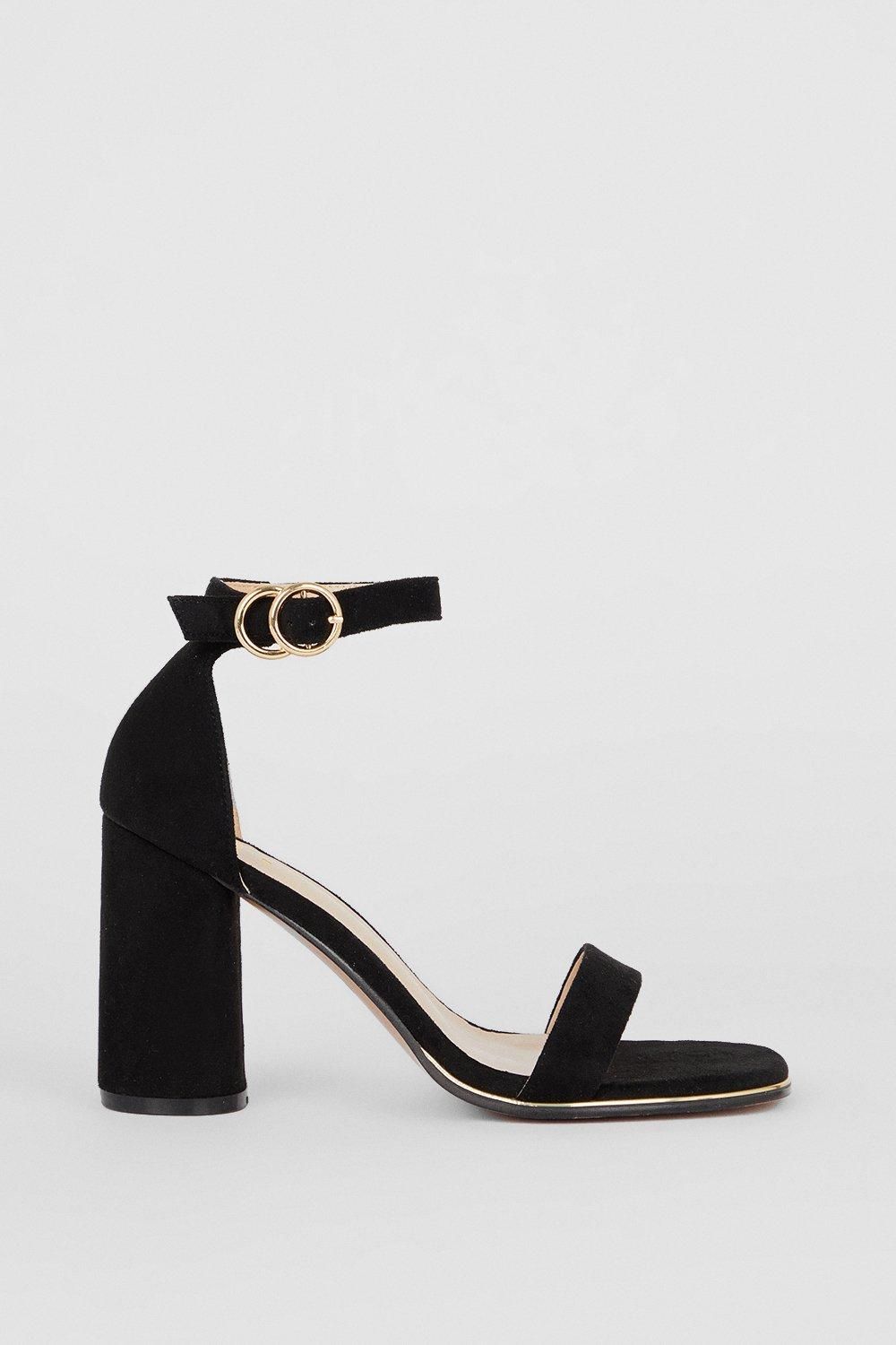 Dorothy Perkins Extra Wide Fit Sweetie Block Heel Sandals Natural Black image 2