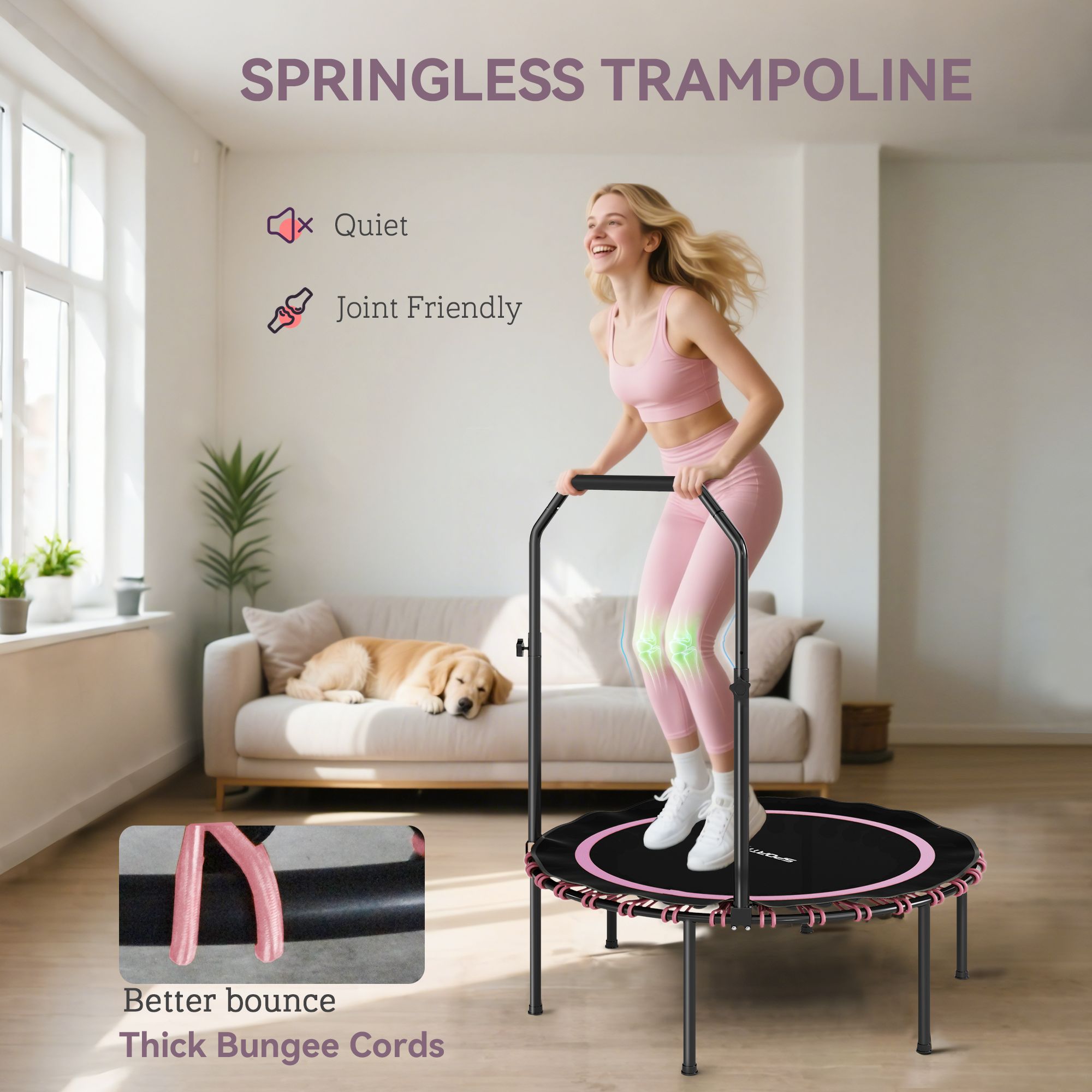 SPORTNOW 40'' Foldable Fitness Trampoline Rebounder with Handle image 5