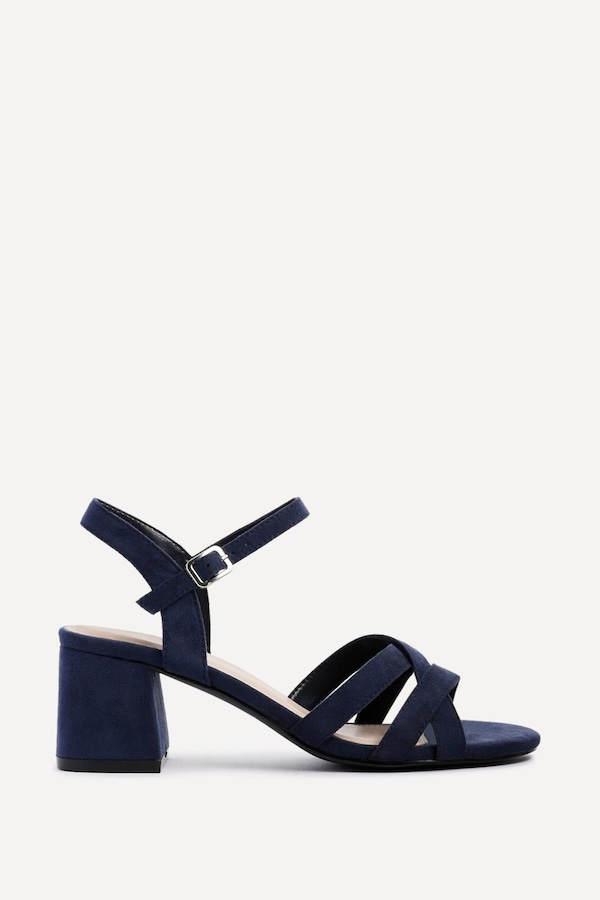 Linzi Flair Navy Faux Suede Heeled Sandals