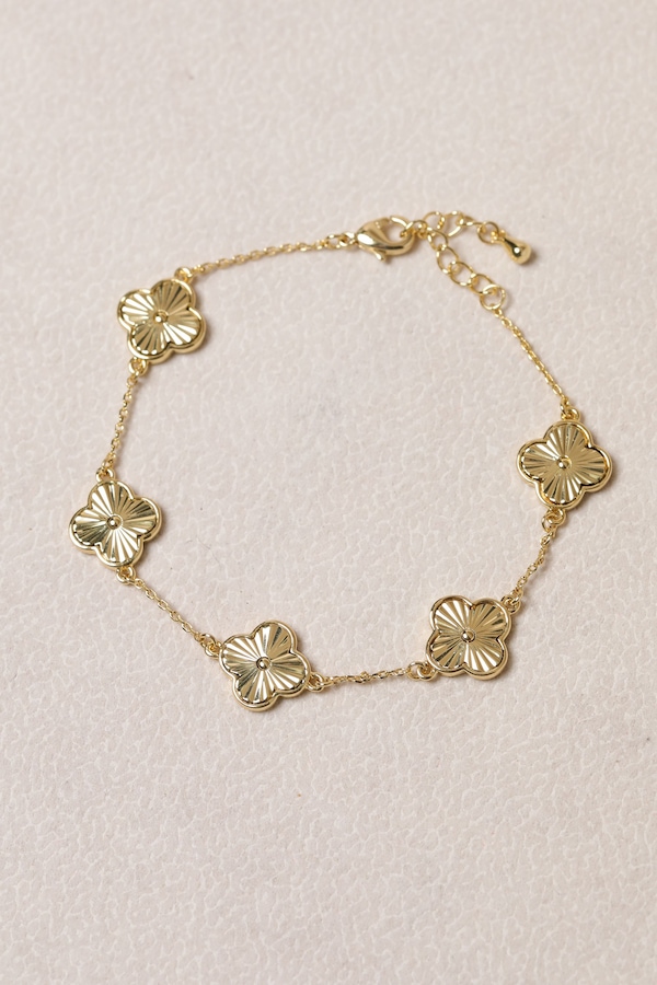 Jon Richard 14K Gold Plated Diamond Cut Clover Bracelet