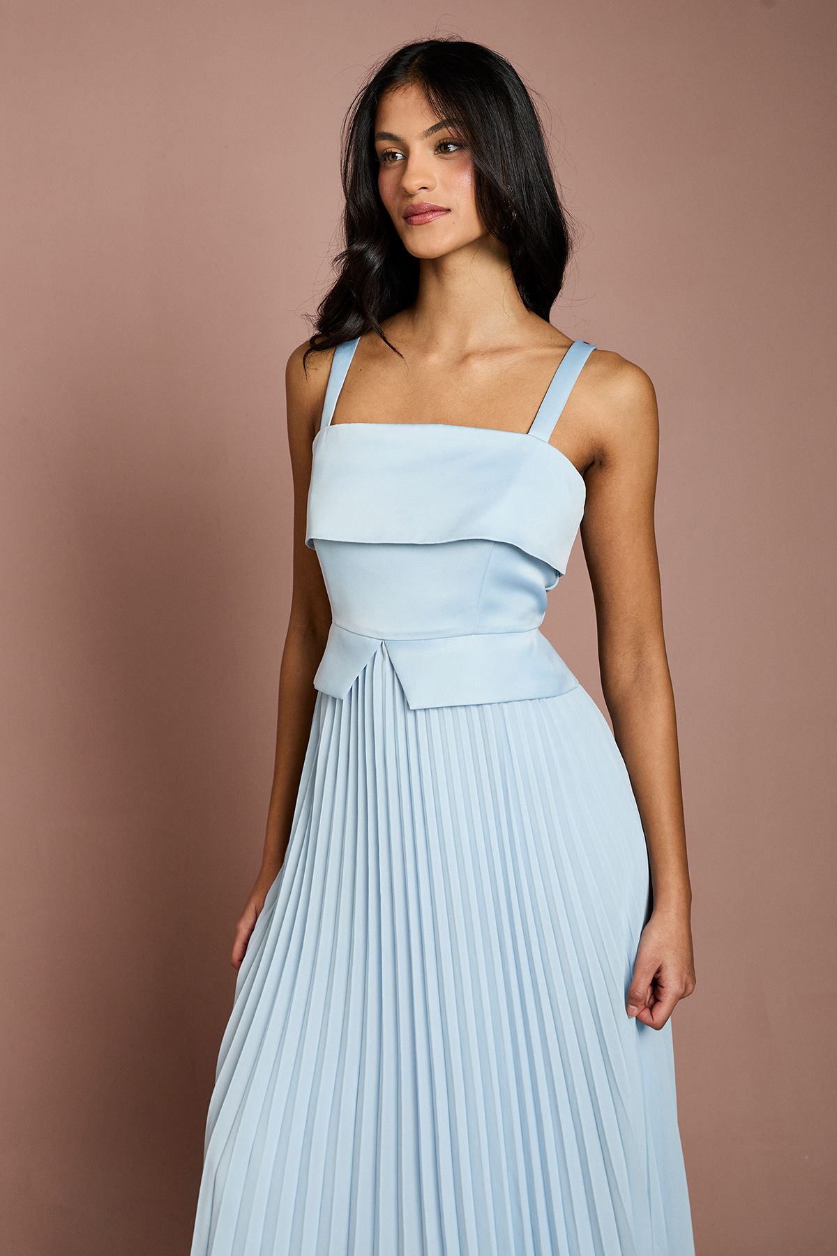 Coast Petite Square Neck Midi Dress Light Blue image 2
