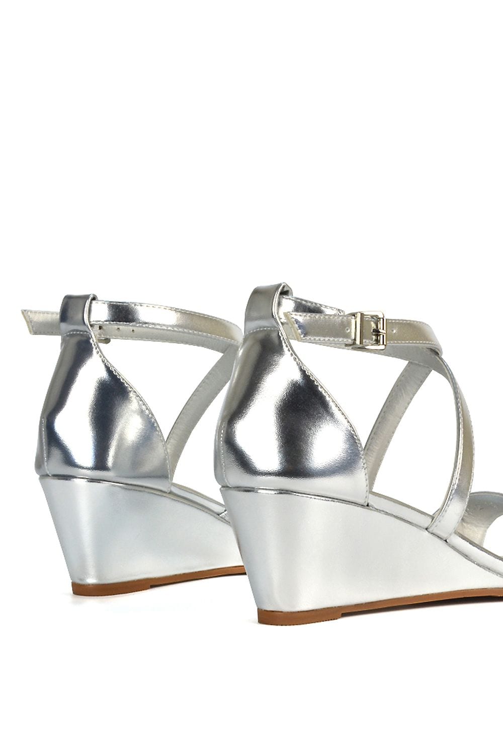 XY London 'Kylie' Strappy Mid Wedge Heel Shoes With Ankle Strap image 5