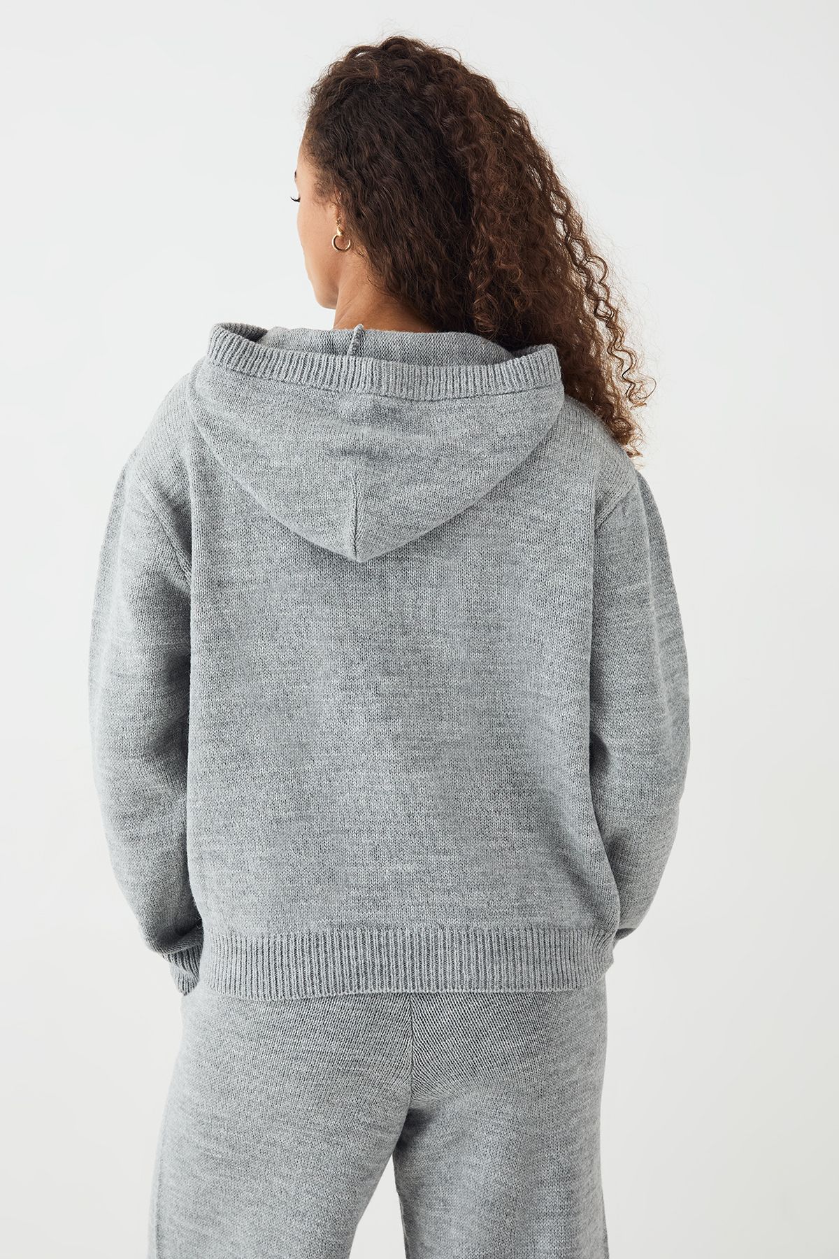 DSGN Studio DSGN Studio Knitted Oversized Hoodie Grey Marl image 2