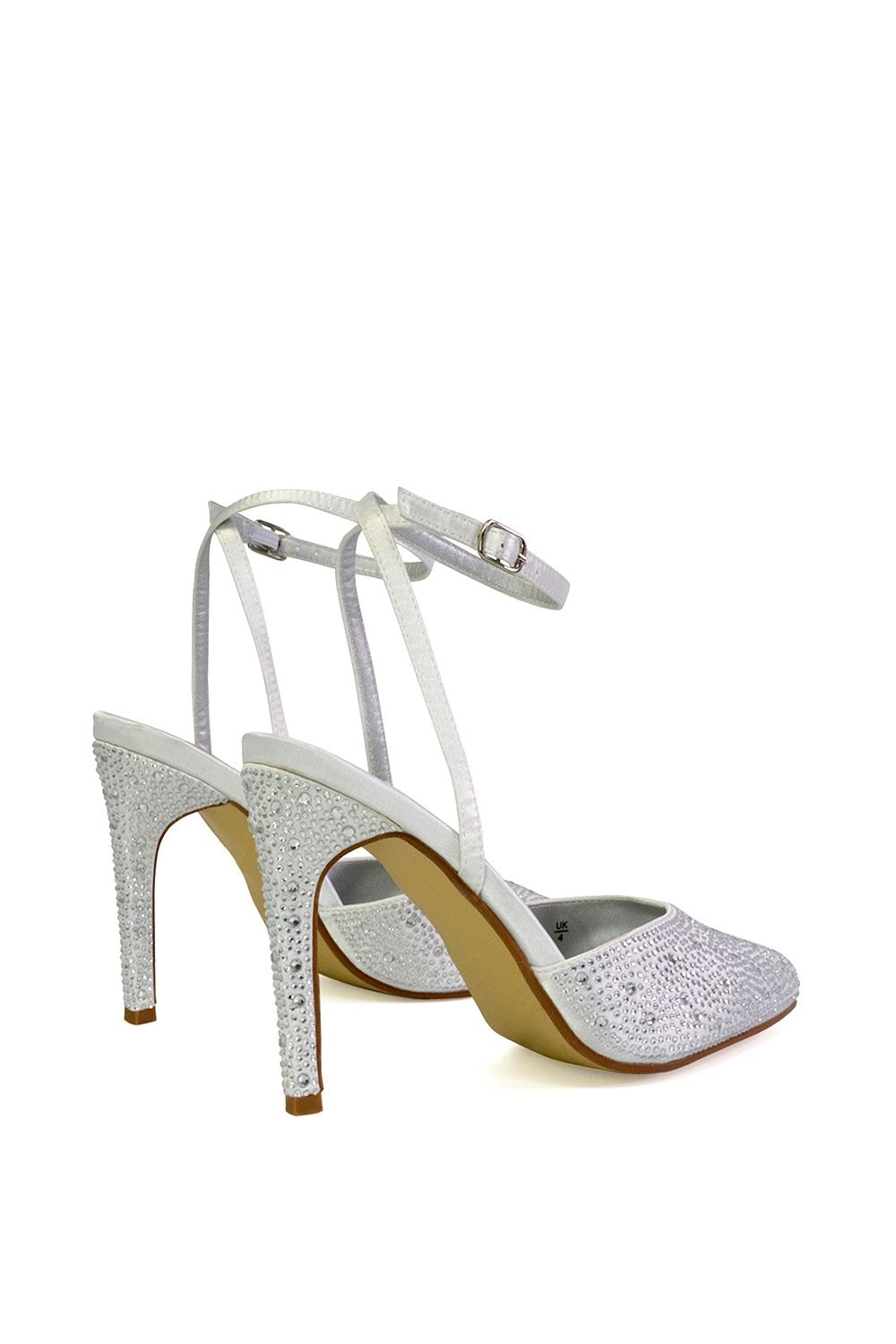 XY London 'Indyah' Diamante 2 Part Shoes Ankle Strap Stiletto High image 3