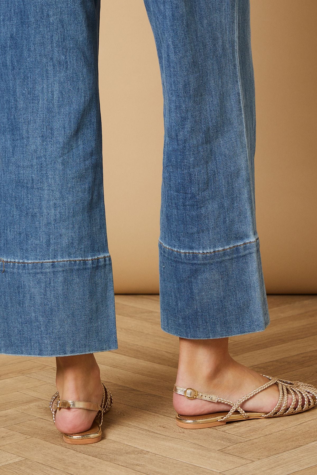 Oasis Lolitas Real Leather Plaited Closed Toe Flat Sandals Gold image 3