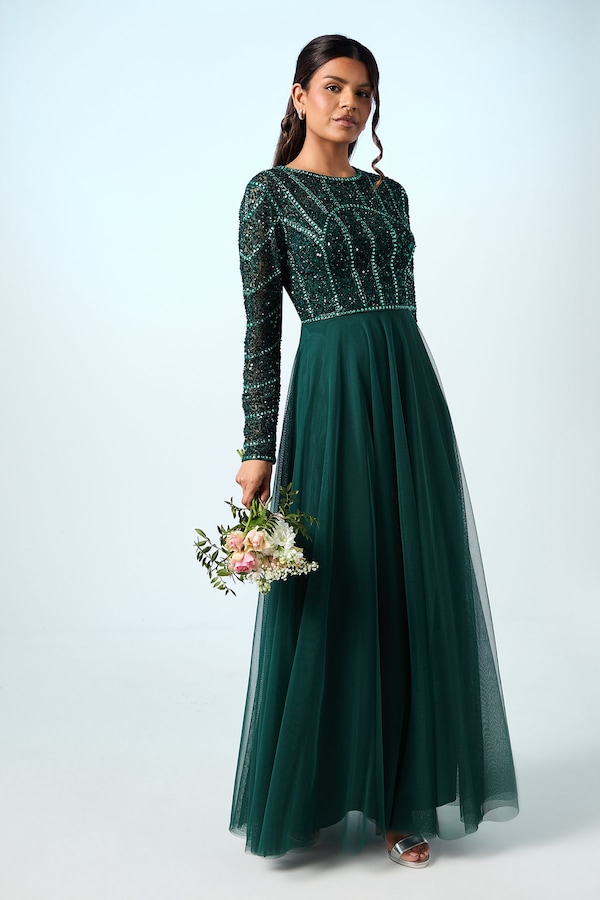 Coast Petite Mixed Gem Tulle Skirt Bridesmaid Dress Emerald