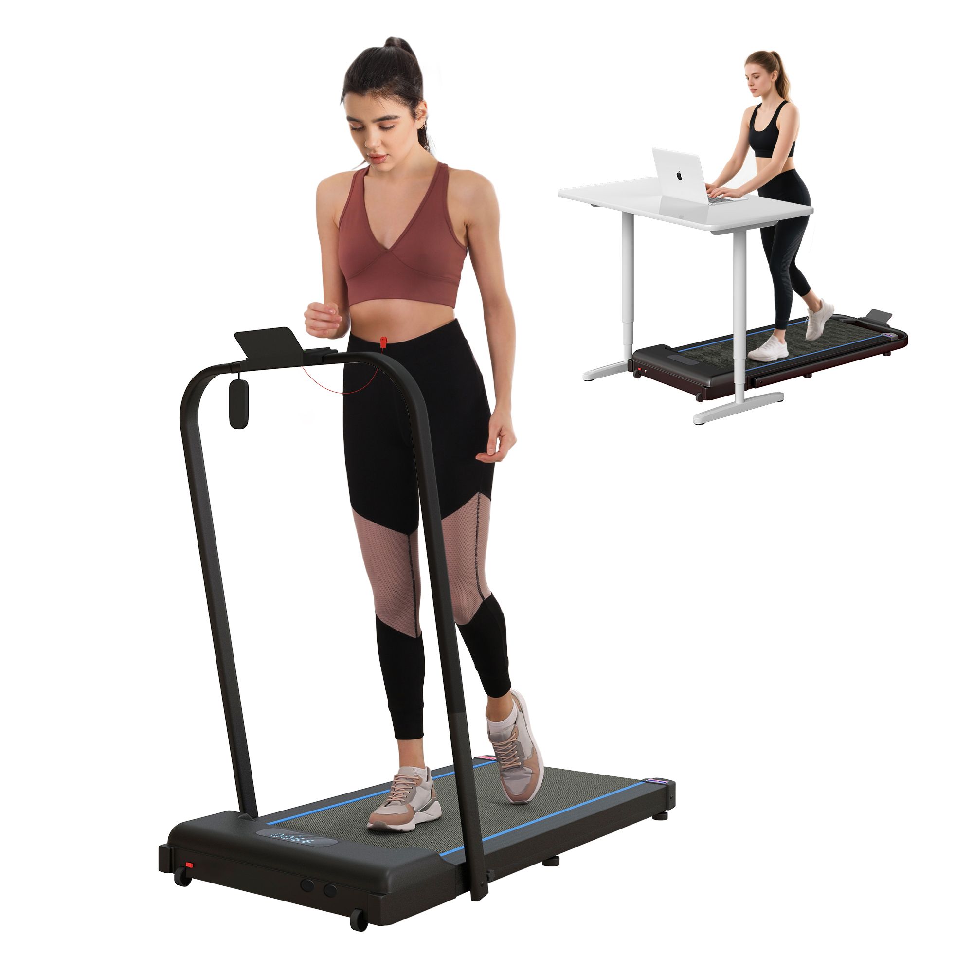 SPORTNOW 2.5HP Folding Treadmill with Remote Control and LED Display, No Assembly image 2
