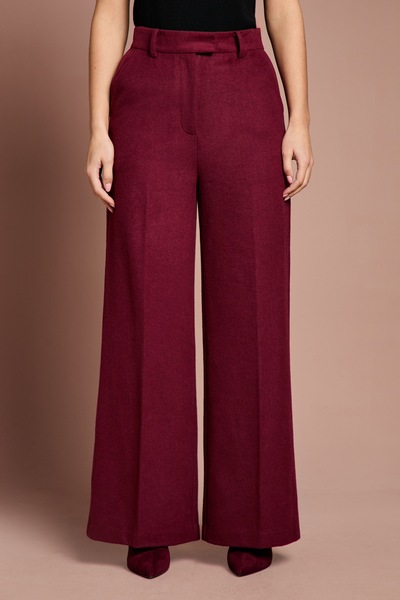 Coast Lisa Tan Wool Blend Trouser Burgundy
