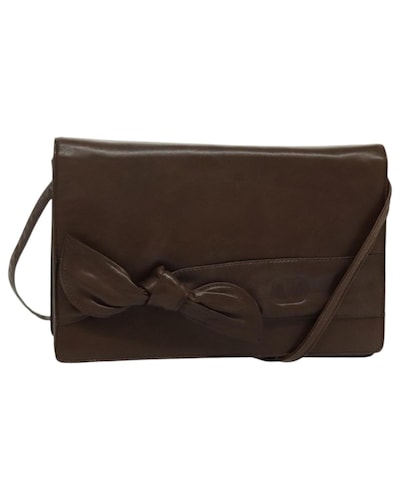 Valentino Preloved Leather Bow Detail Shoulder Bag Wo - Brown