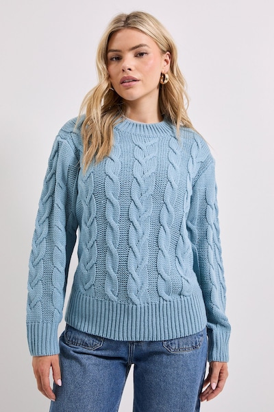 Dorothy Perkins Cable Knit Crew Neck Jumper Denim