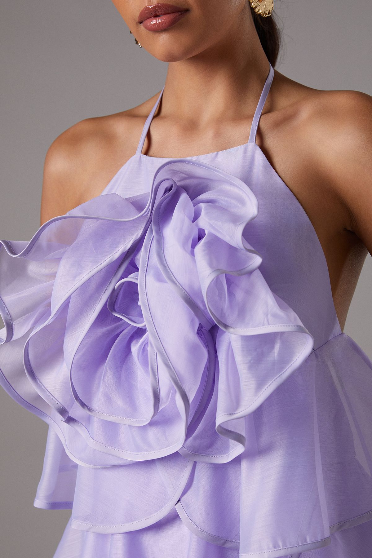 Coast Corsage Trim Layered Halter Neck Mini Dress Lilac image 5