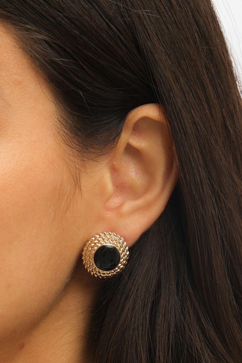 Jon Richard Gold Plated And Jet Enamel Round Earrings image 4