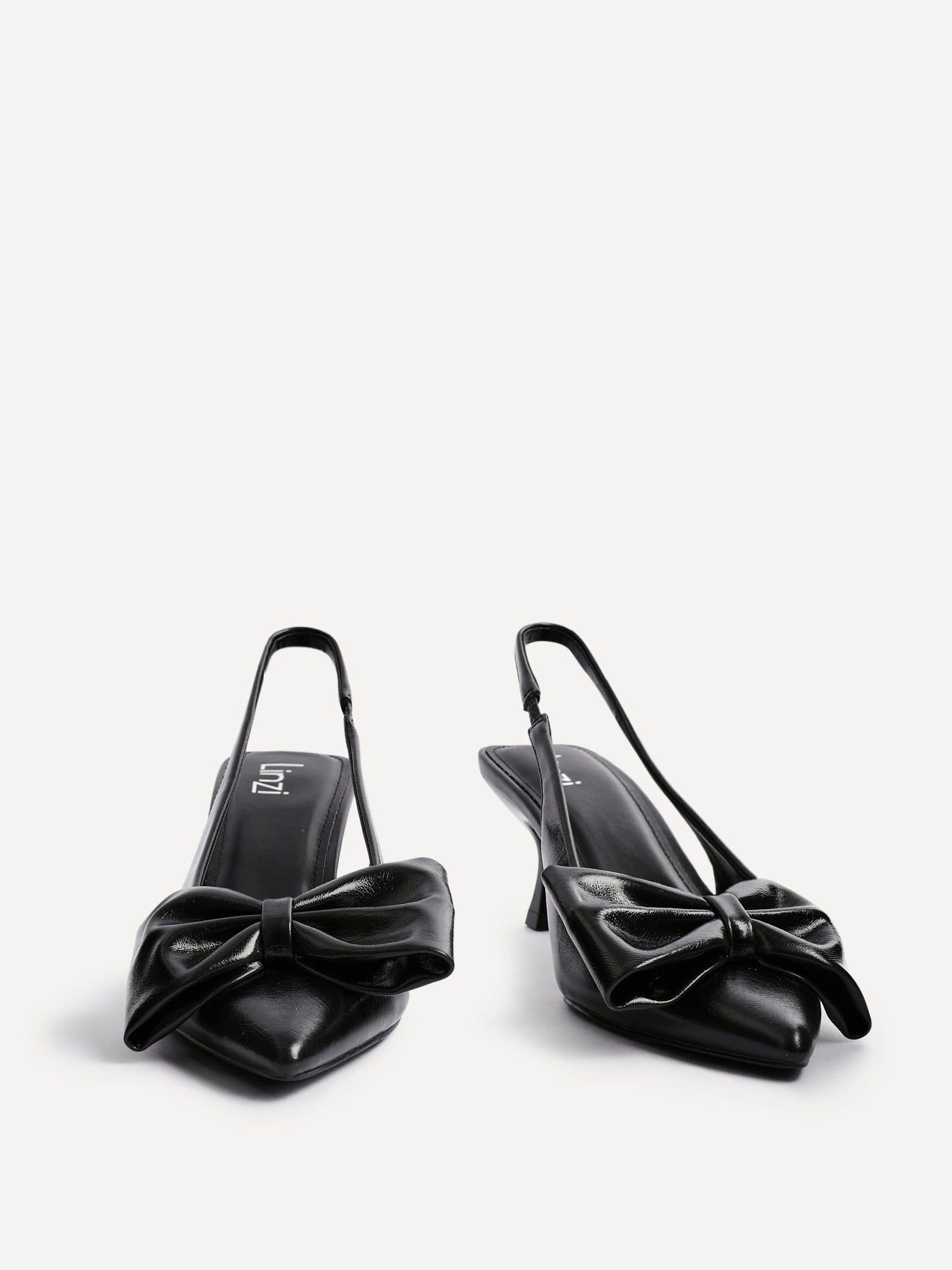 Linzi Merlot Black Faux Leather Slingback Court Heels image 3