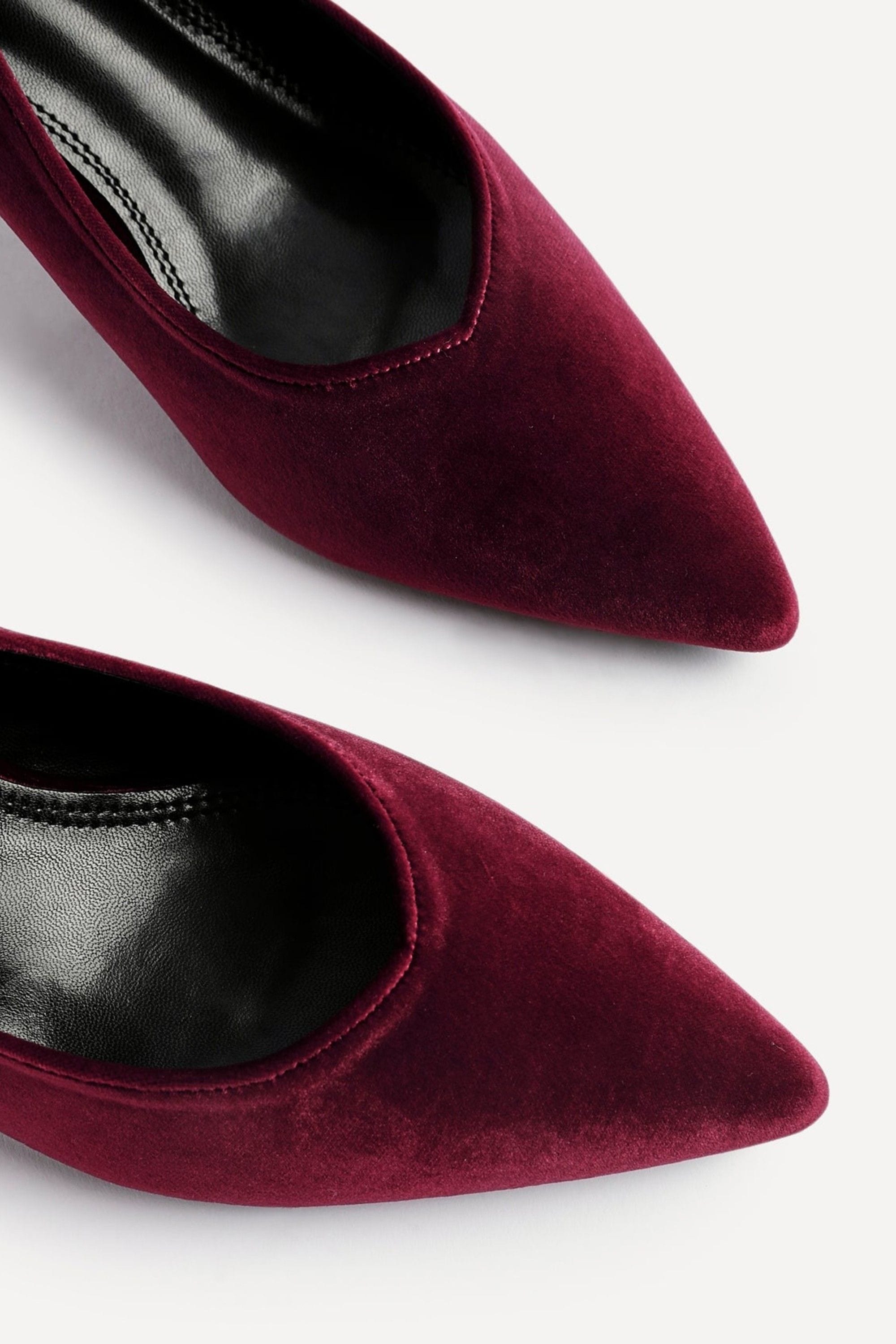 Linzi Finesse Burgundy Velvet Pointed Slingback Stiletto Court Heels image 5