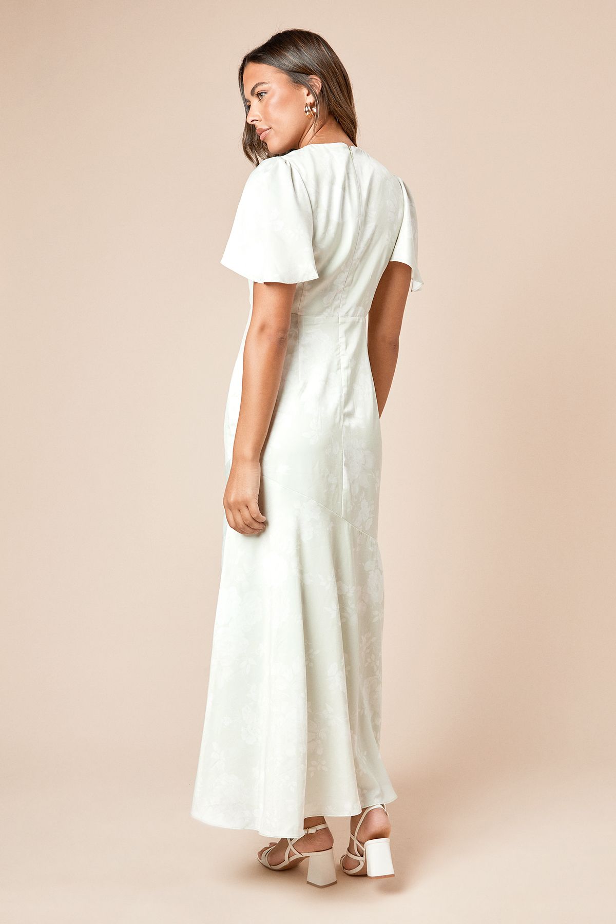 Dorothy Perkins DP Luxe Angel Sleeve V Neck Maxi Dress Sage image 5