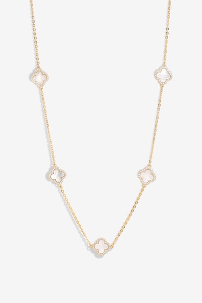 Jon Richard Gold Plated And Mother of Pearl Station Clover Necklace