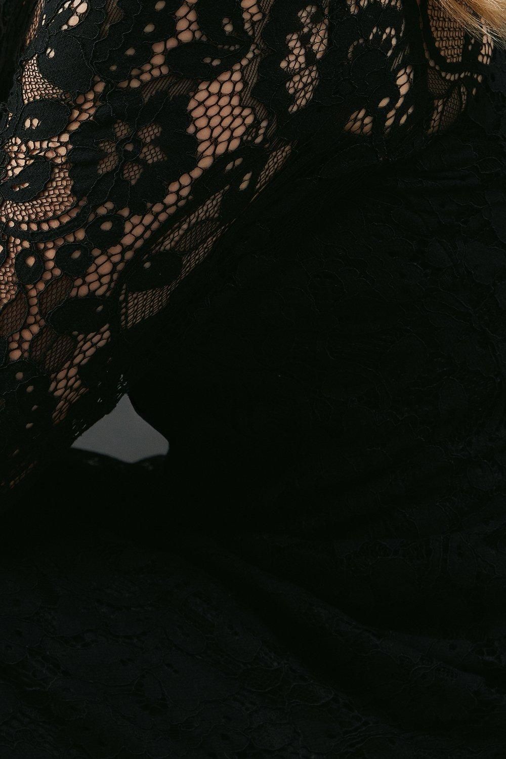 Warehouse Lace Tiered Ruffle Midaxi Dress Black image 5