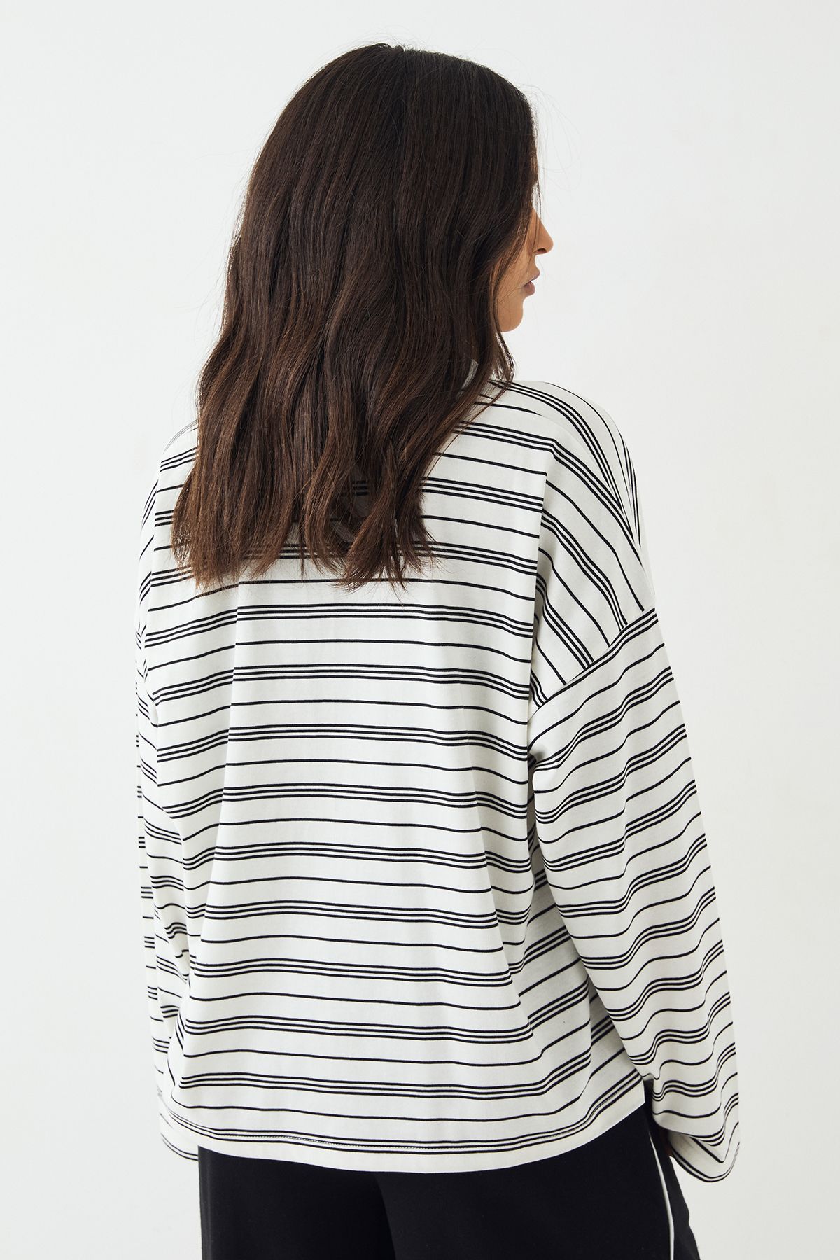 DSGN Studio DSGN Studio Stripe Collared Rugby Top Ecru image 2