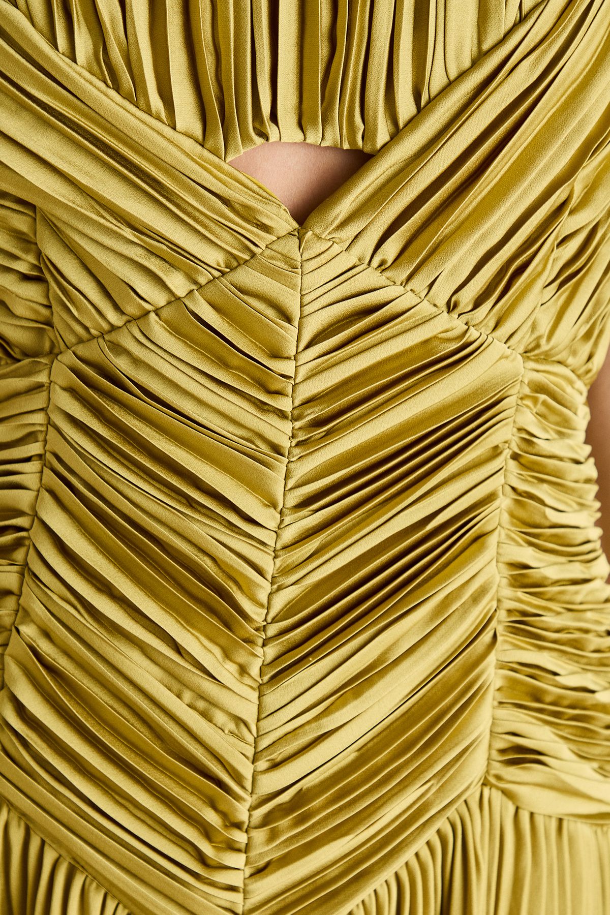 Coast Pleated Peplum Strappy Satin Dress Olive image 6