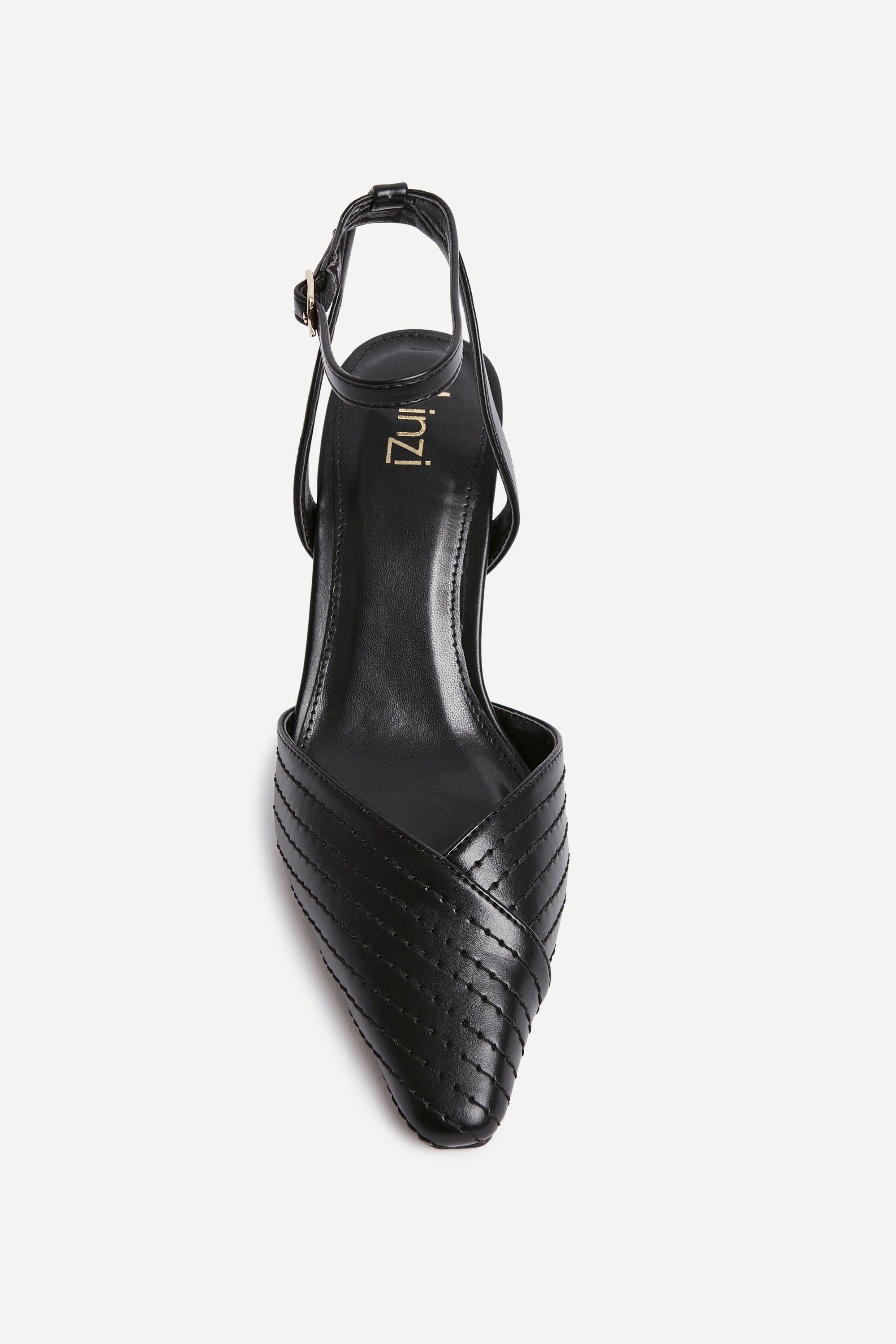 Linzi Siren Black Faux Leather Quilted Court Heel image 4