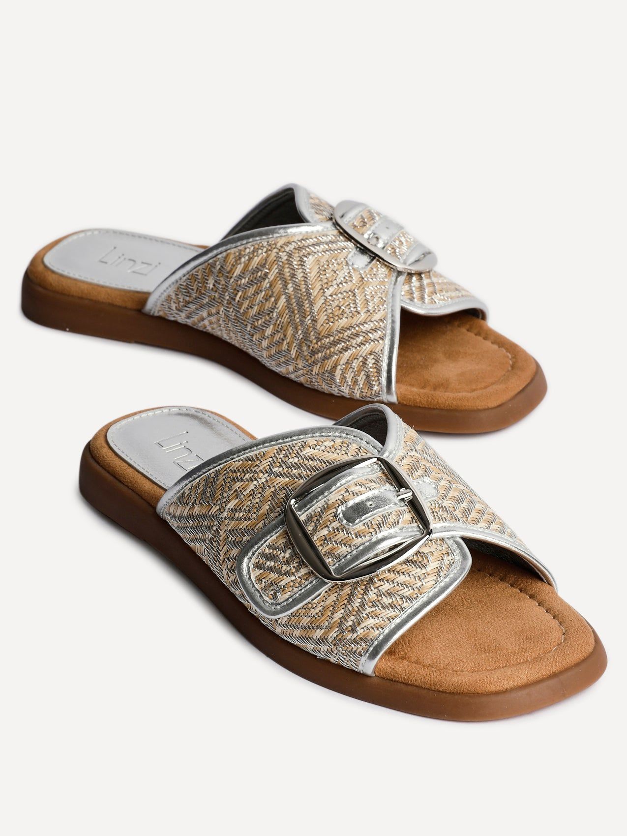 Linzi Zuma Silver Woven Flat Slider Sandal image 4