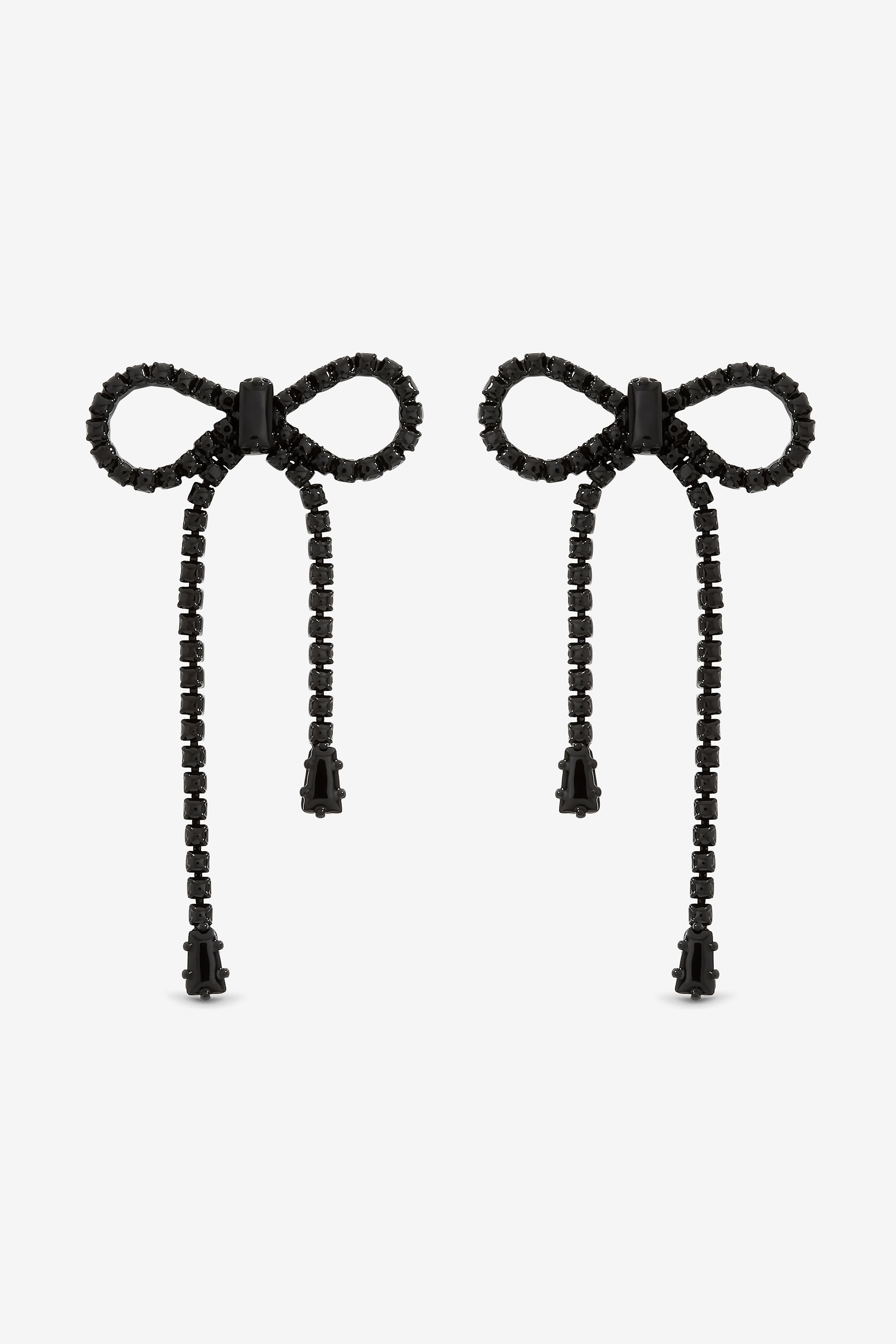 Jon Richard Jet Plated and Jet Crystal Statement Bow Drop Earrings image 1