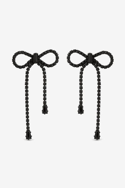 Jon Richard Jet Plated and Jet Crystal Statement Bow Drop Earrings