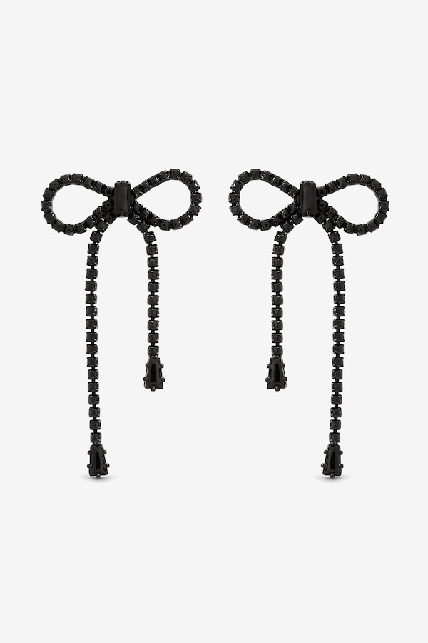 Jon Richard Jet Plated and Jet Crystal Statement Bow Drop Earrings