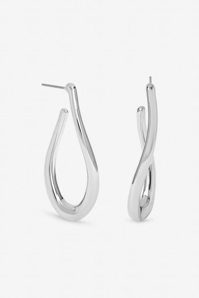 Mood Silver Plated Twist Hoop Earrings