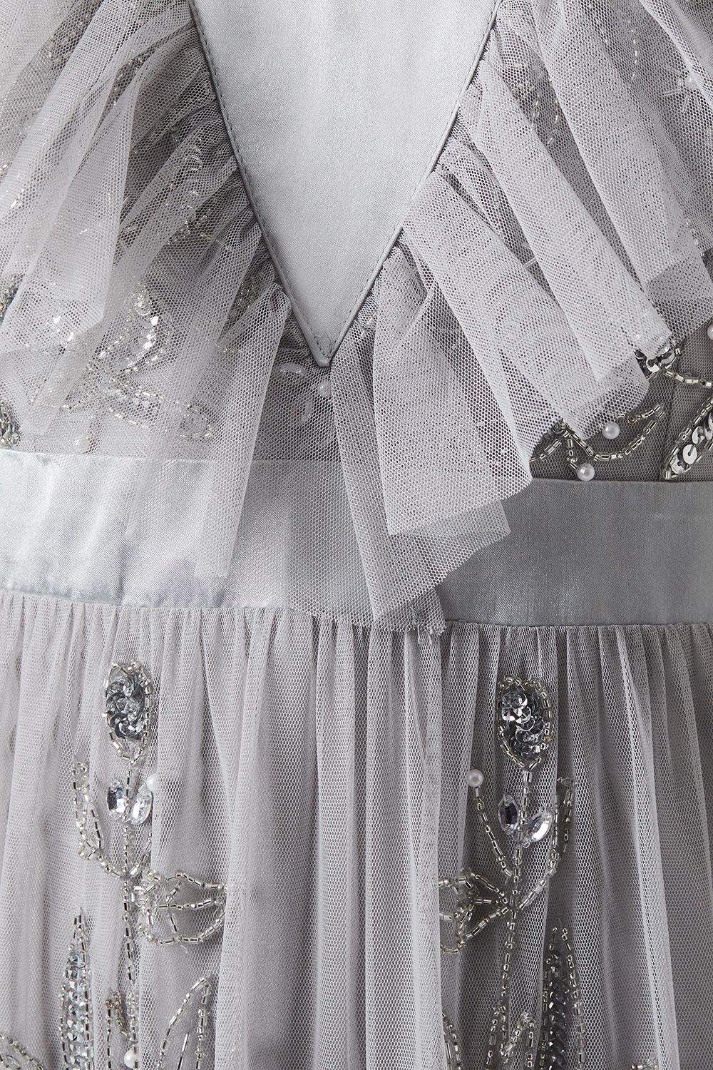 Coast Tiered Mesh Bridesmaid Dress With Embellishment Silver image 5