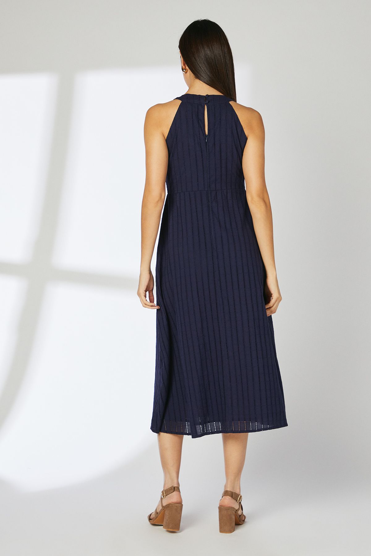 Principles Navy Halterneck Broderie Midi Dress Navy image 4