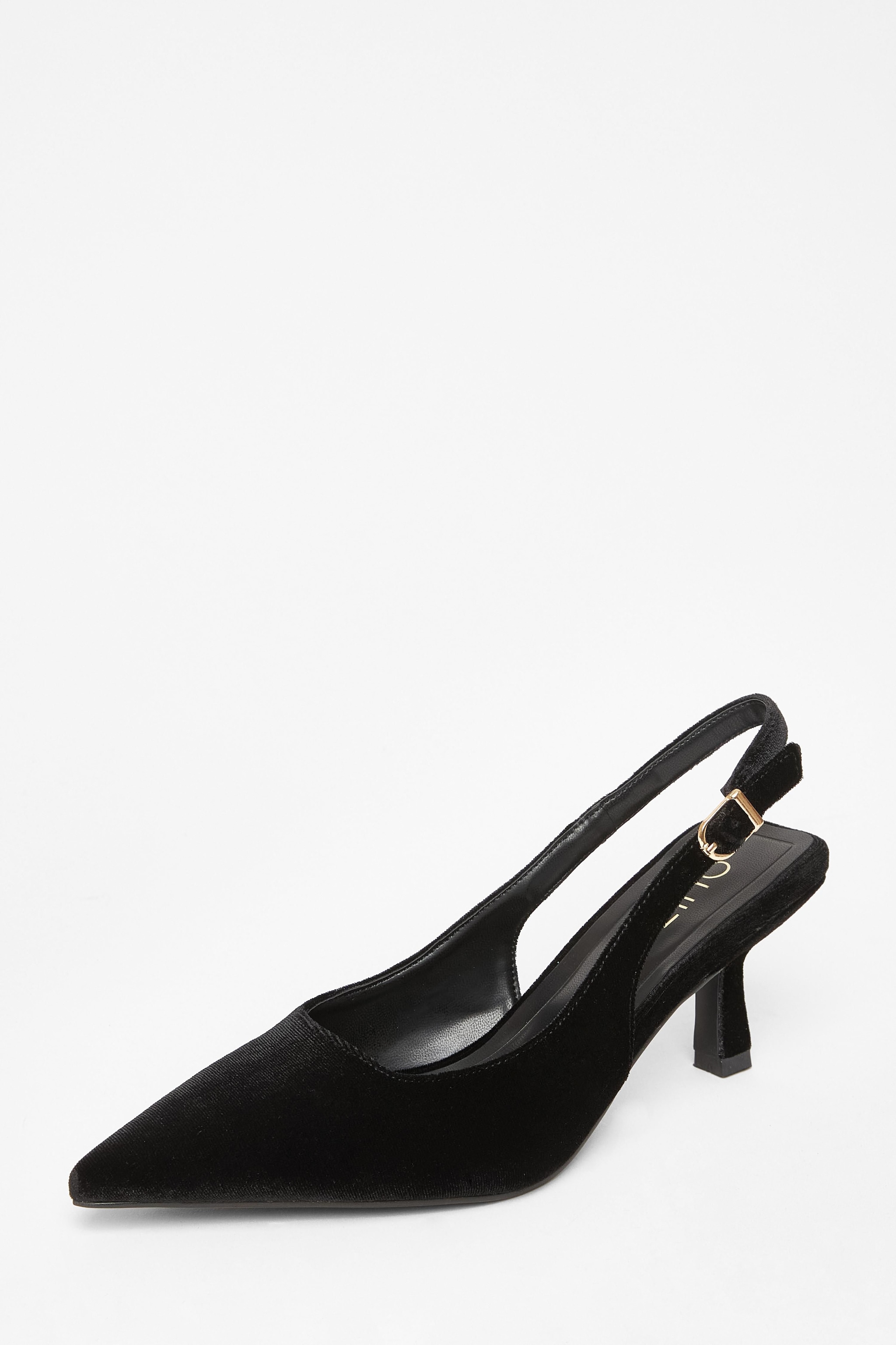 Quiz Black Velvet Slingback Court Heels image 1