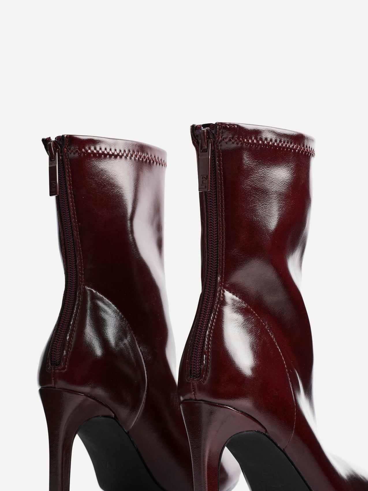 Linzi West Burgundy Faux Leather Pointed Stretch Heeled Ankle Boot image 5
