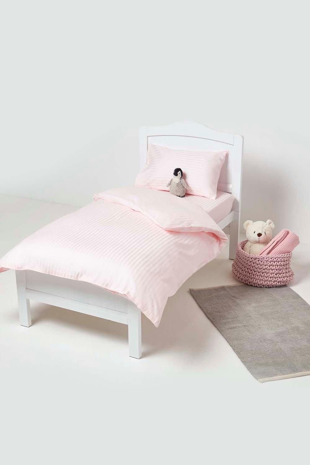 Homescapes Cotton Stripe Fitted Cot Sheets 330 Thread Count, 2 Pack image 2