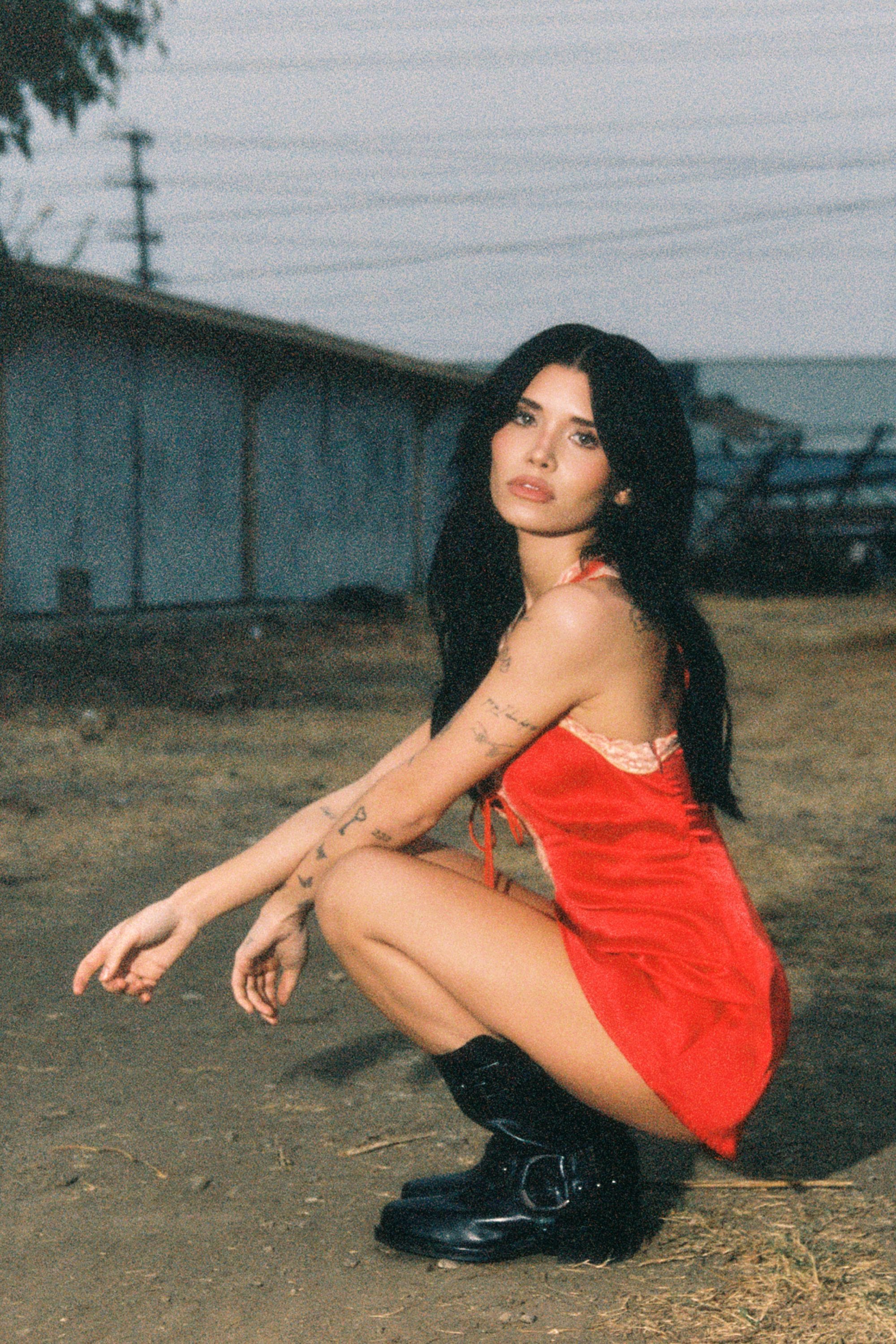 NastyGal Nessa Barrett Satin Lace Cutwork Tie Front Mini Dress Red image 1