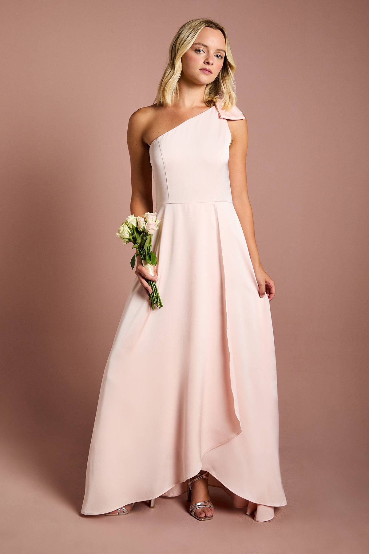 Coast Teen Coast One Shoulder Bow Bridesmaid Dress Blush image 1