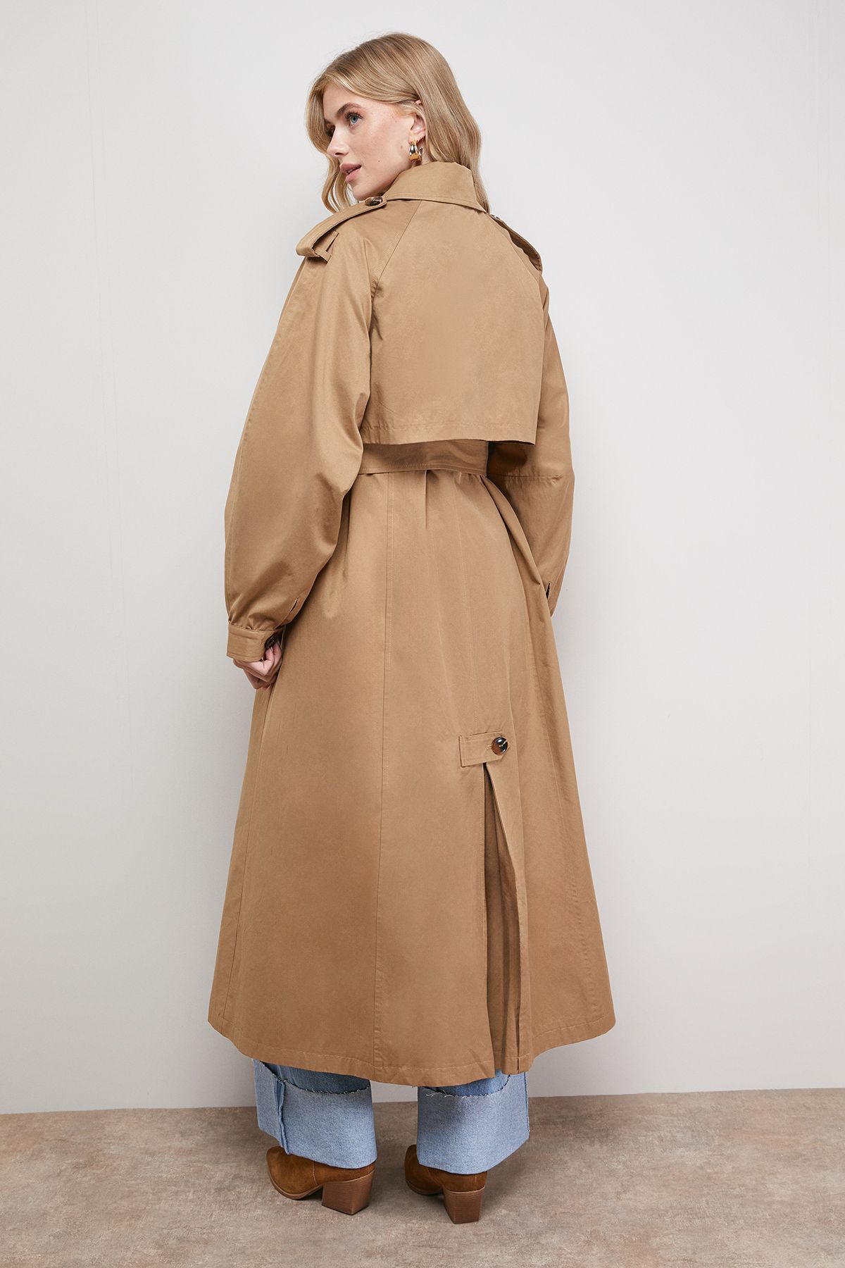 Oasis Trapeze Maxi Trench Camel image 3