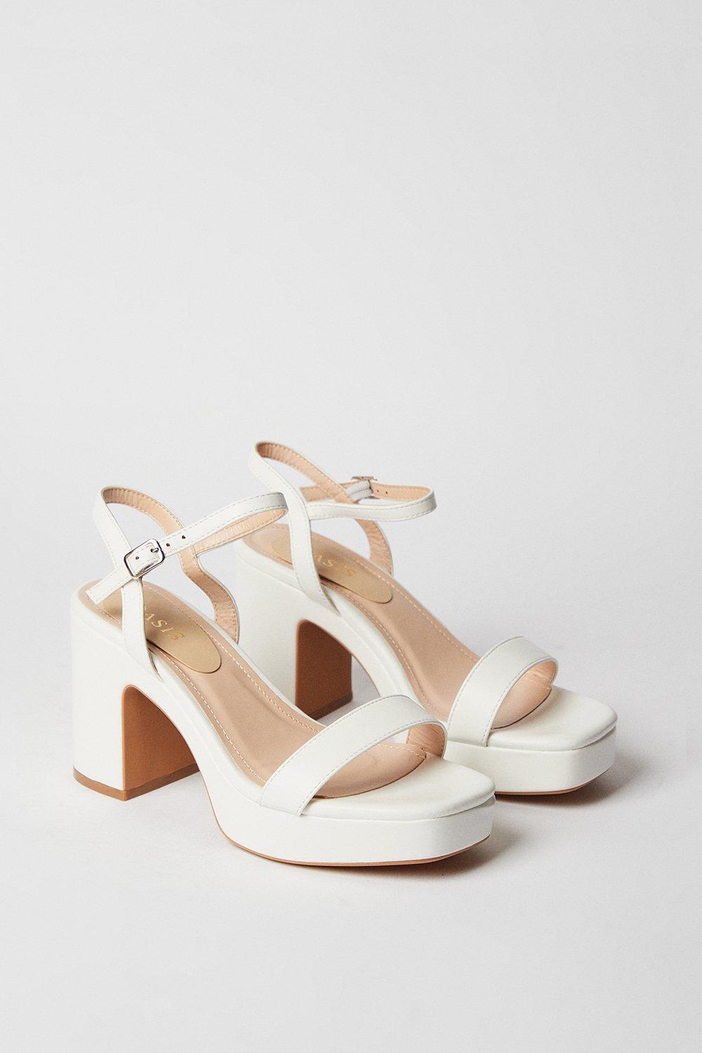 Oasis Maddie Platform High Block Heeled Sandals White image 3